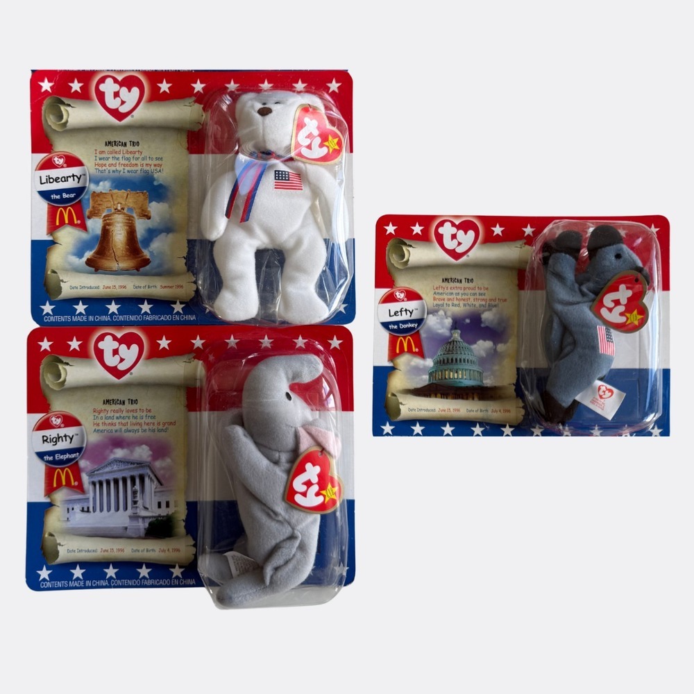 TY Beanie Babies McDonald's American Trio 1996 – Set of 3 – NEW Sealed
